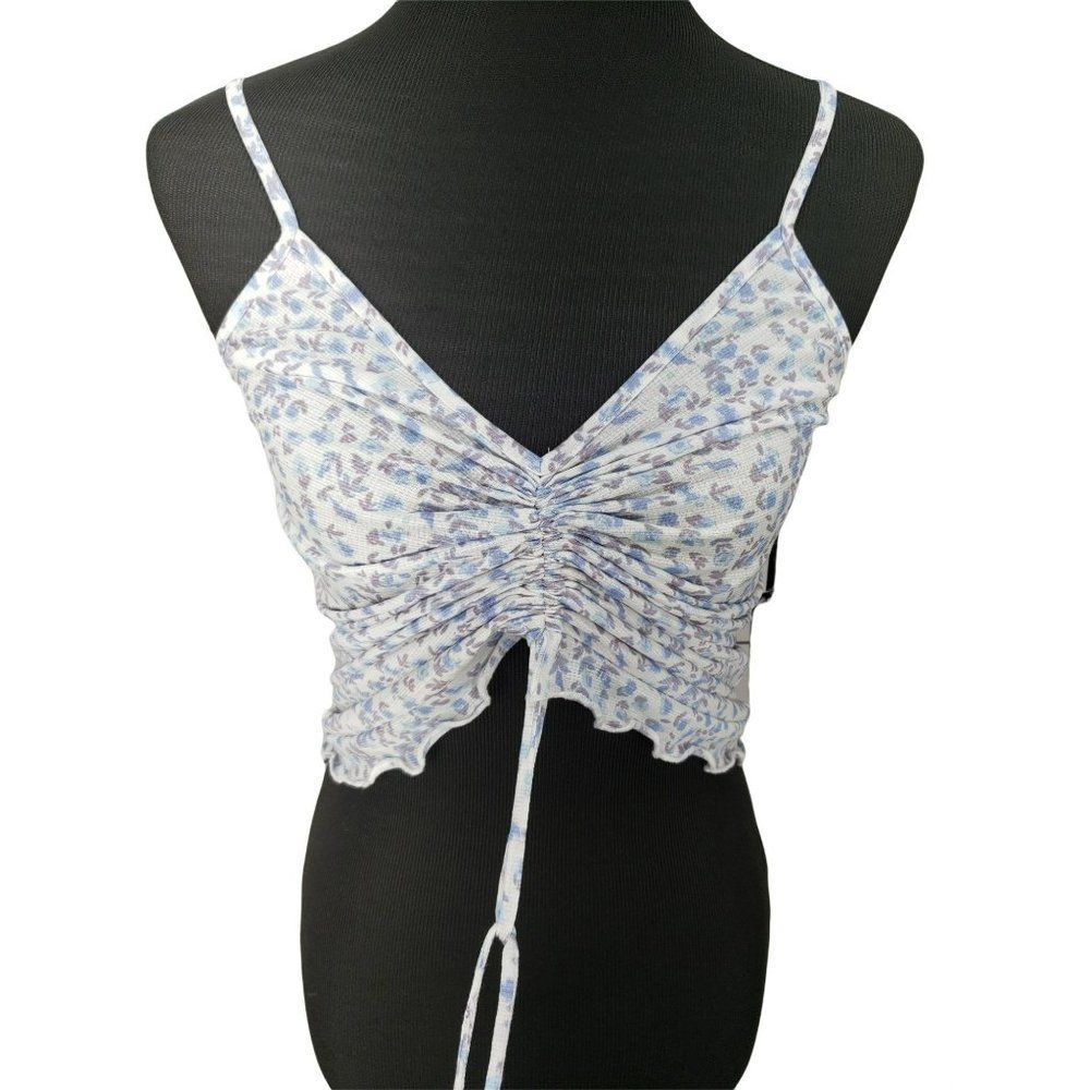 Liberty Love Juniors Women's Strappy Sheer Floral Tank Top Size Large